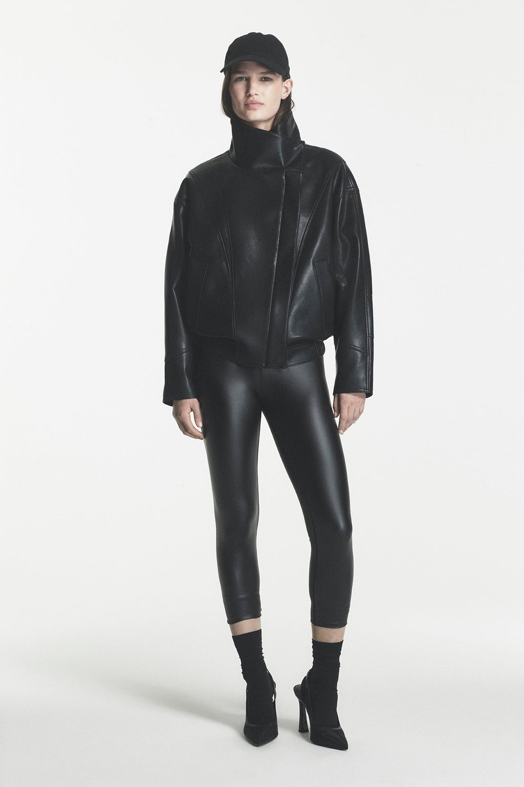 ASYMMETRIC VEGAN LEATHER JACKET