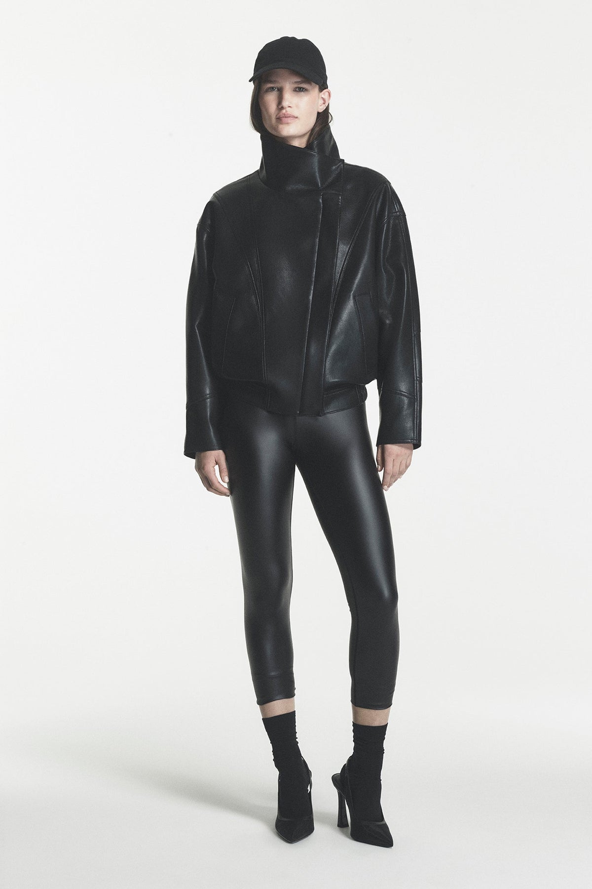 ASYMMETRIC VEGAN LEATHER JACKET