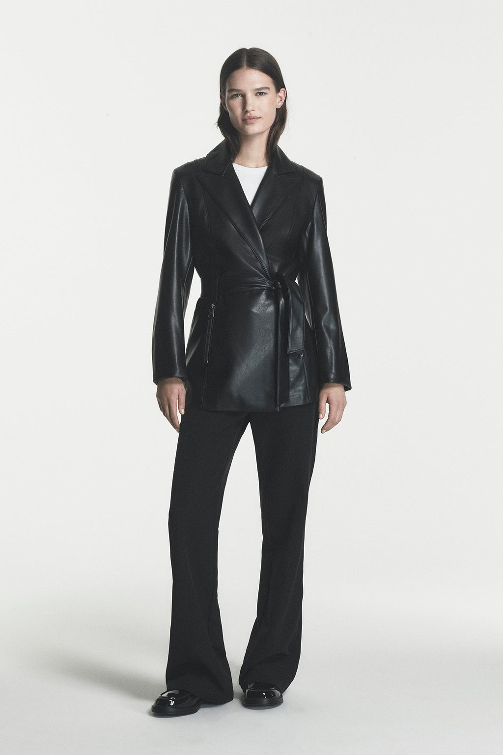 VEGAN LEATHER BLAZER COAT