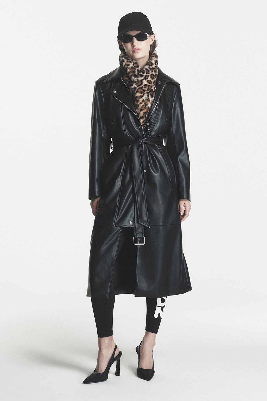 VEGAN LEATHER BELTED TRENCH