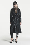 VEGAN LEATHER BELTED TRENCH
