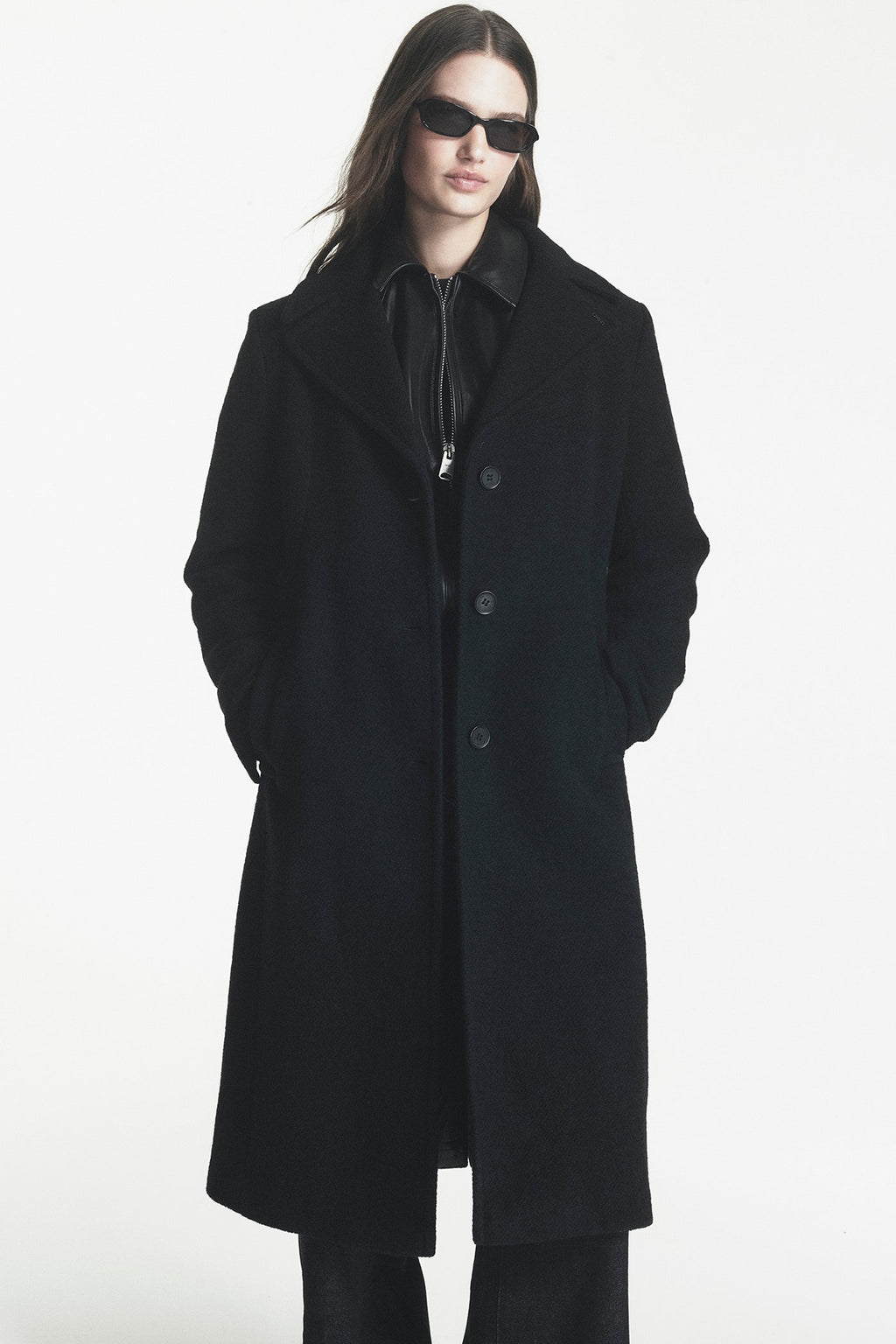 SINGLE BREASTED BOUCLÉ WOOL-BLEND COAT