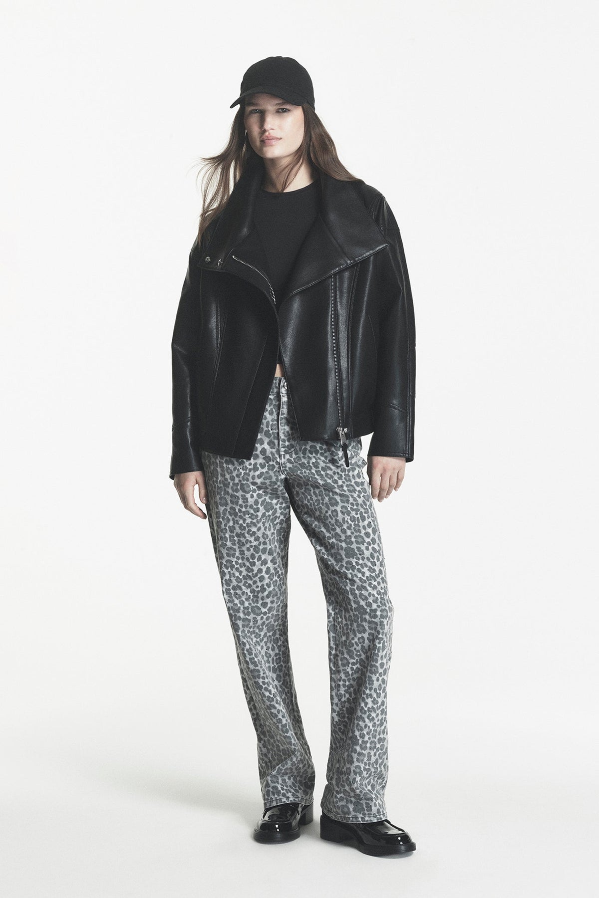 ASYMMETRIC VEGAN LEATHER JACKET