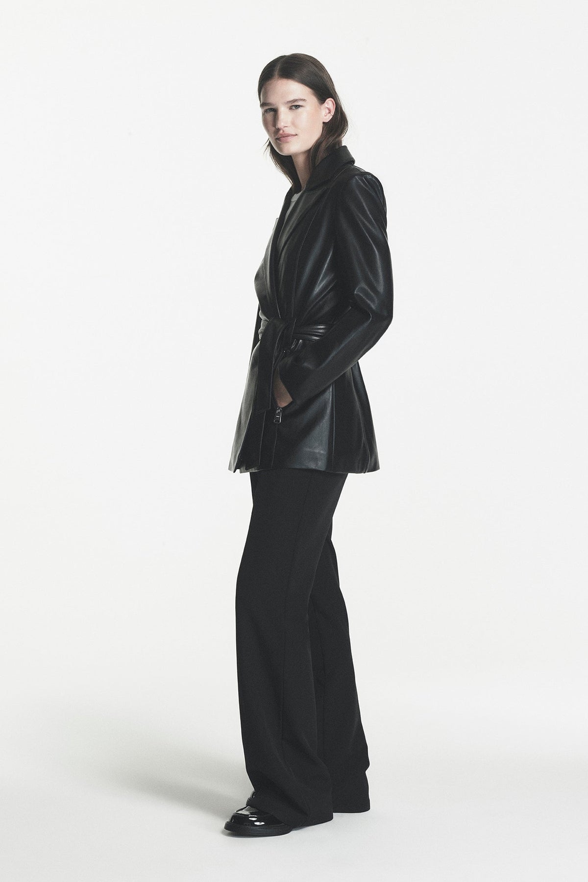 VEGAN LEATHER BLAZER COAT