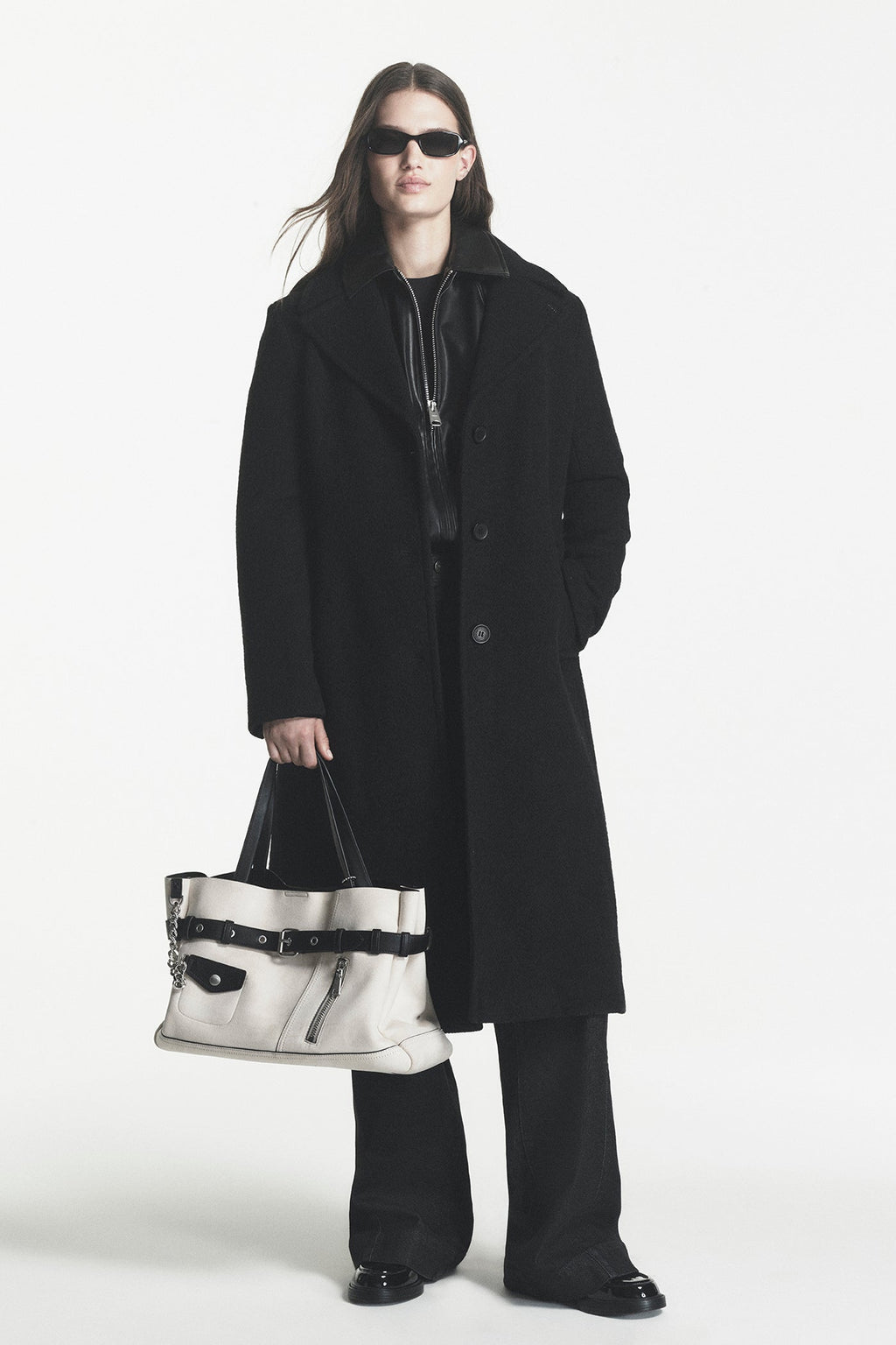 SINGLE BREASTED BOUCLÉ WOOL-BLEND COAT