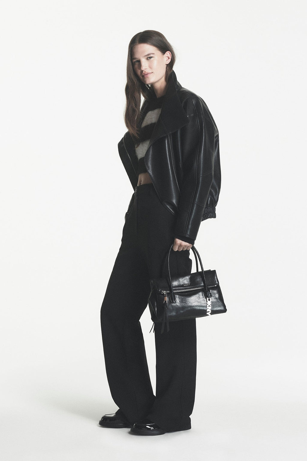 ASYMMETRIC VEGAN LEATHER JACKET
