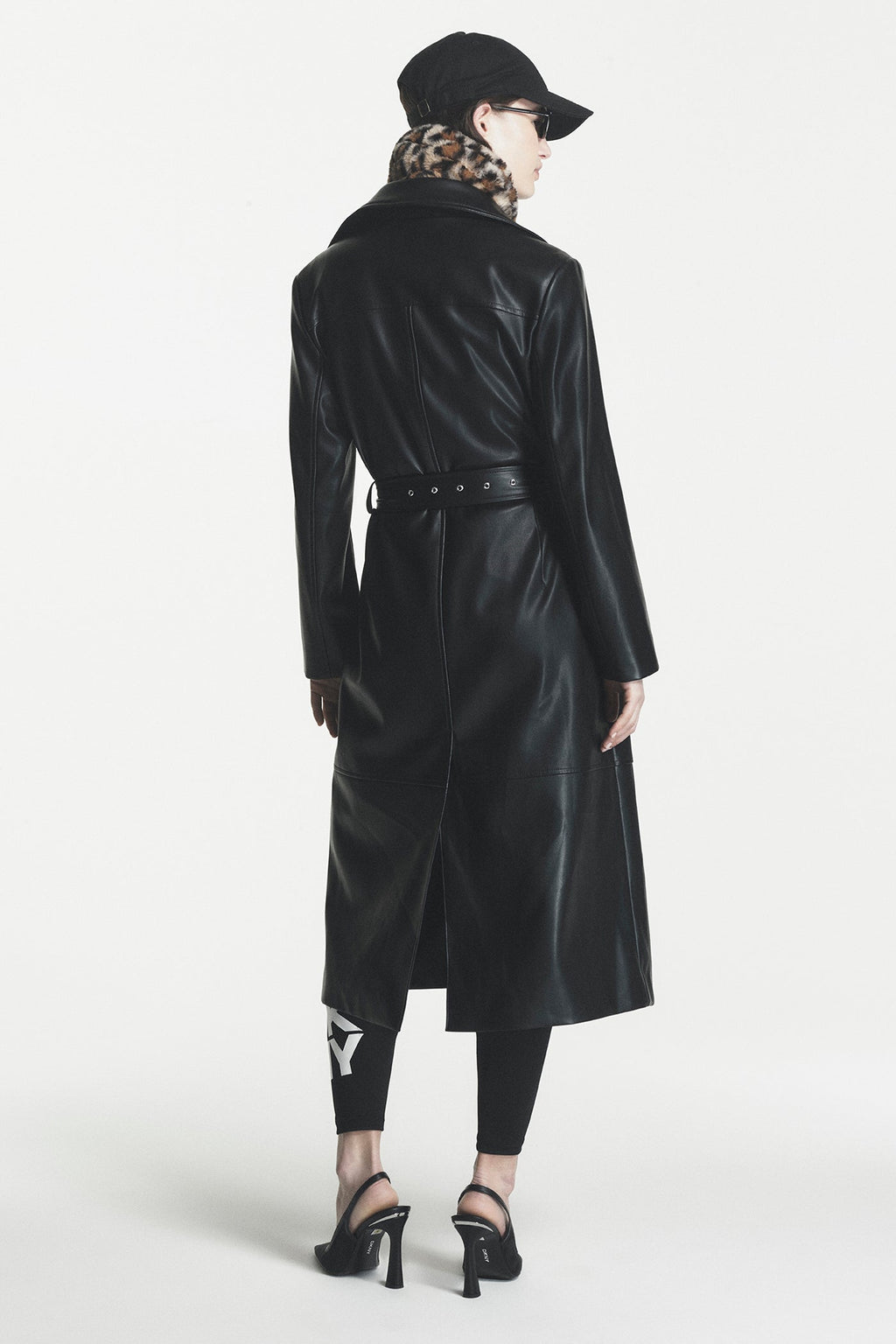 VEGAN LEATHER BELTED TRENCH