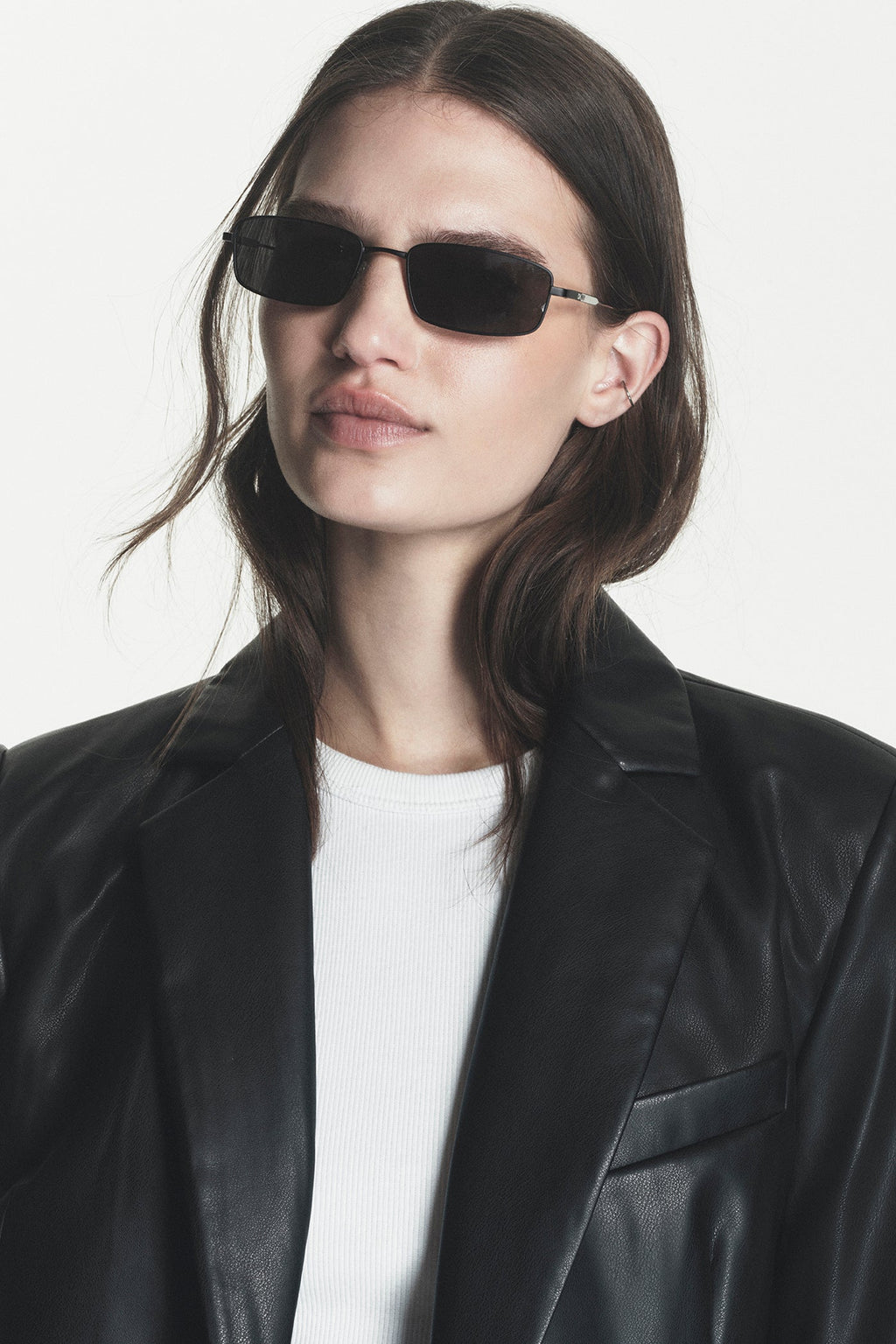 VEGAN LEATHER ONE BUTTON BLAZER