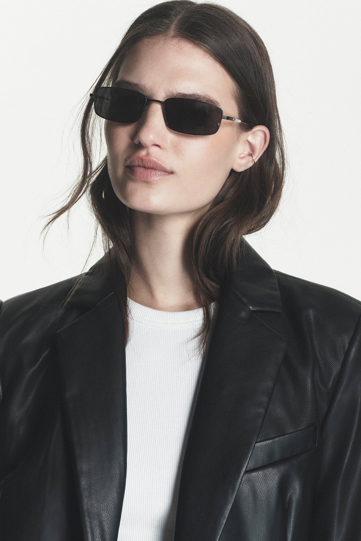 VEGAN LEATHER ONE BUTTON BLAZER