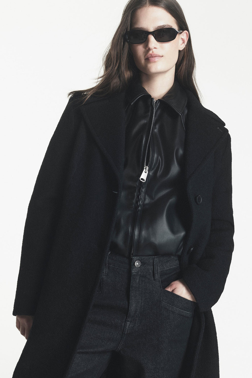 SINGLE BREASTED BOUCLÉ WOOL-BLEND COAT