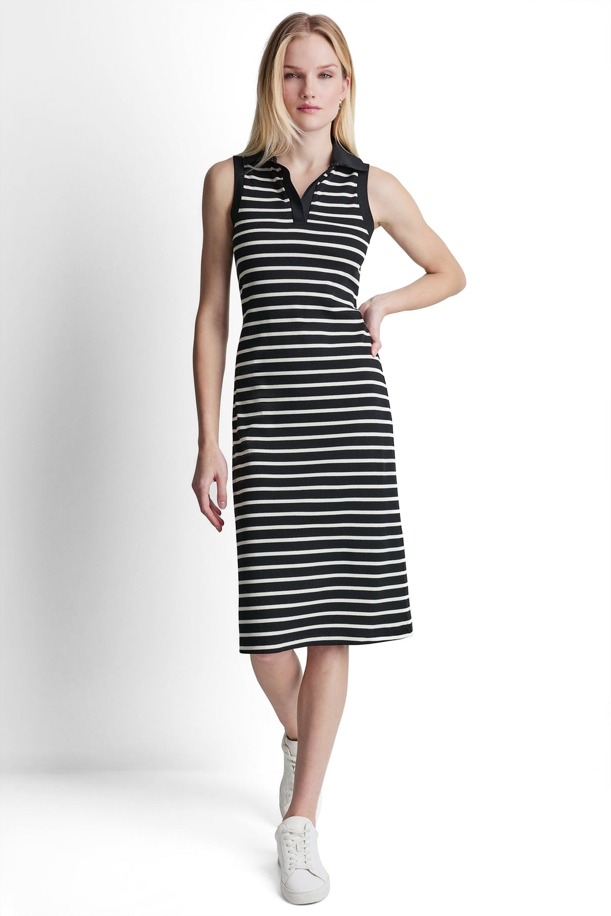 SLEEVELESS MIDI SHIFT DRESS