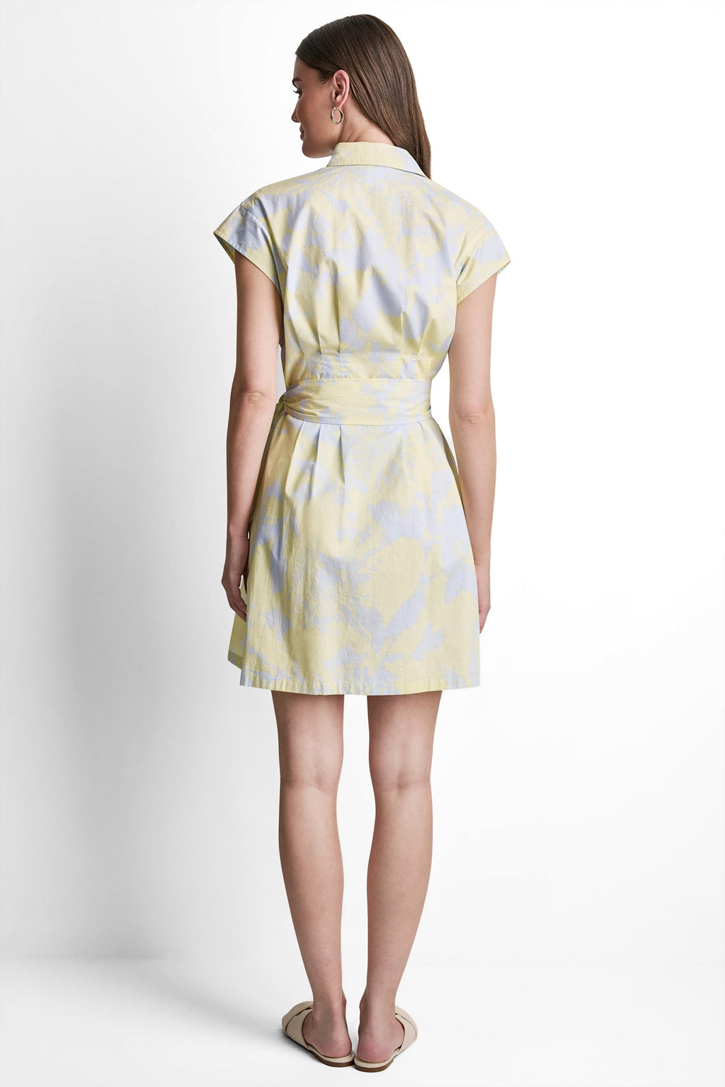 COTTON CAP SLEEVE MINI SHIRT DRESS