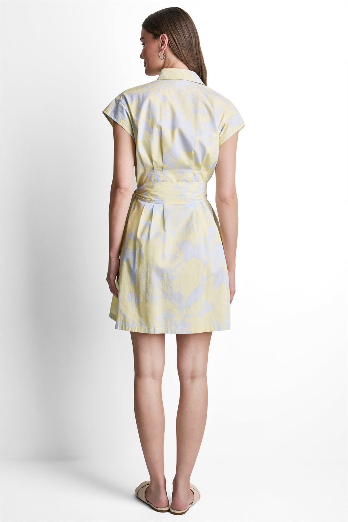 COTTON CAP SLEEVE MINI SHIRT DRESS