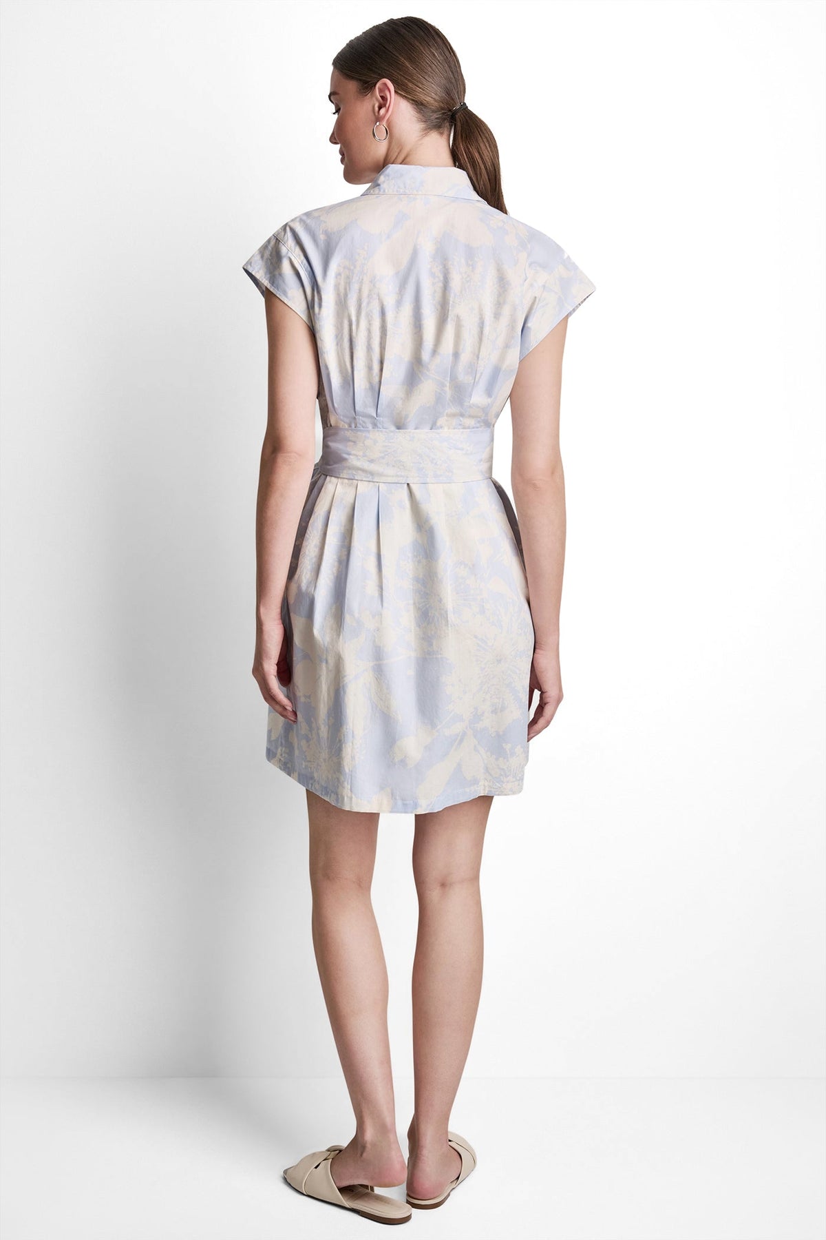 COTTON CAP SLEEVE MINI SHIRT DRESS