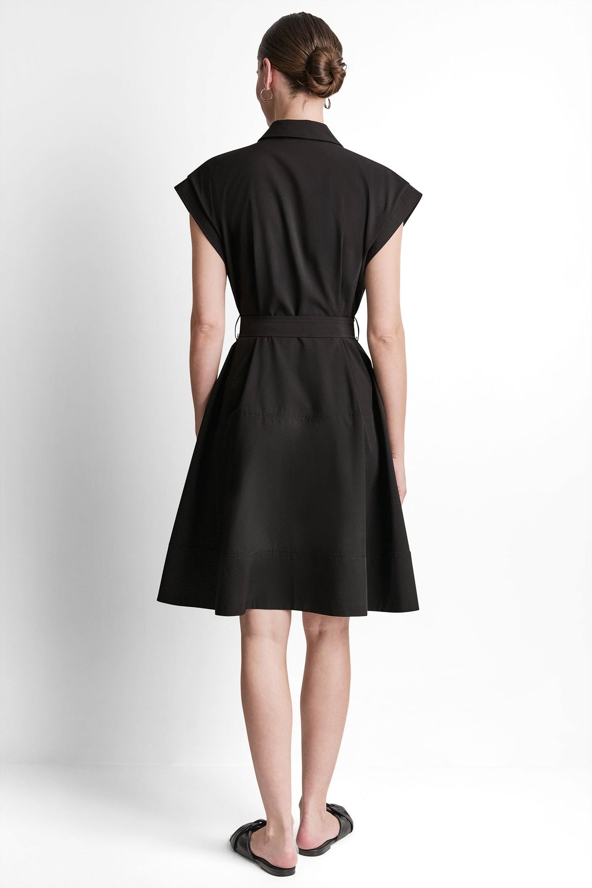 CAP SLEEVE ZIP-FRONT SHIRT DRESS