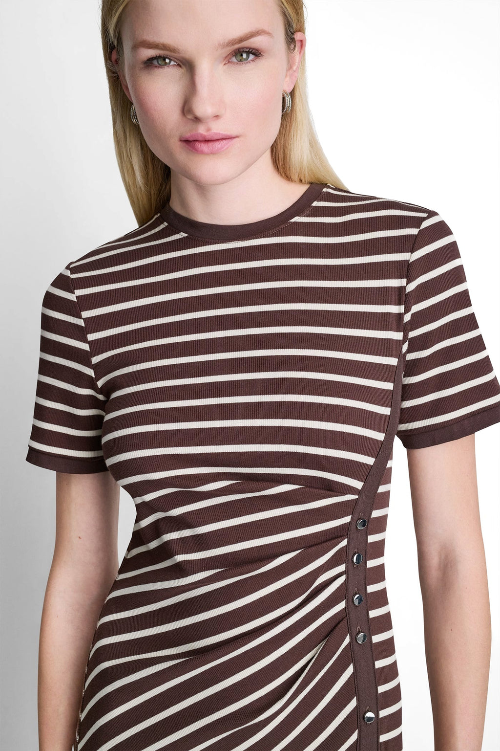 STRIPE MIDI SHEATH DRESS