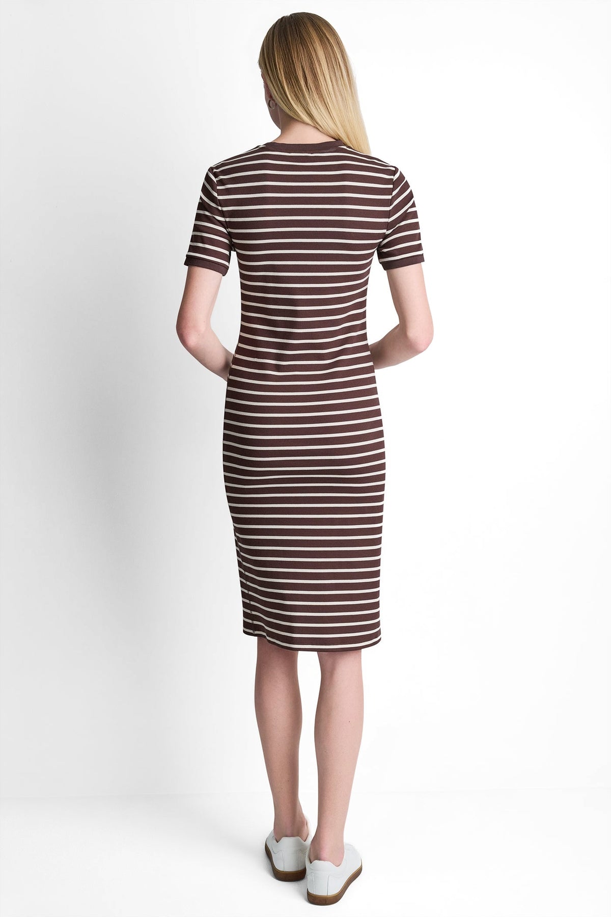 STRIPE MIDI SHEATH DRESS