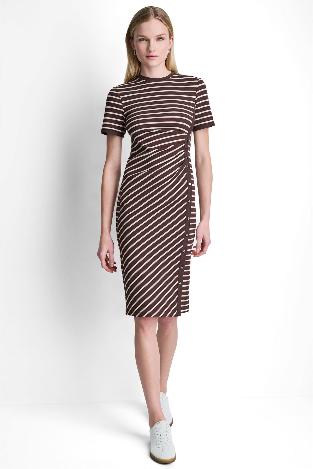 STRIPE MIDI SHEATH DRESS