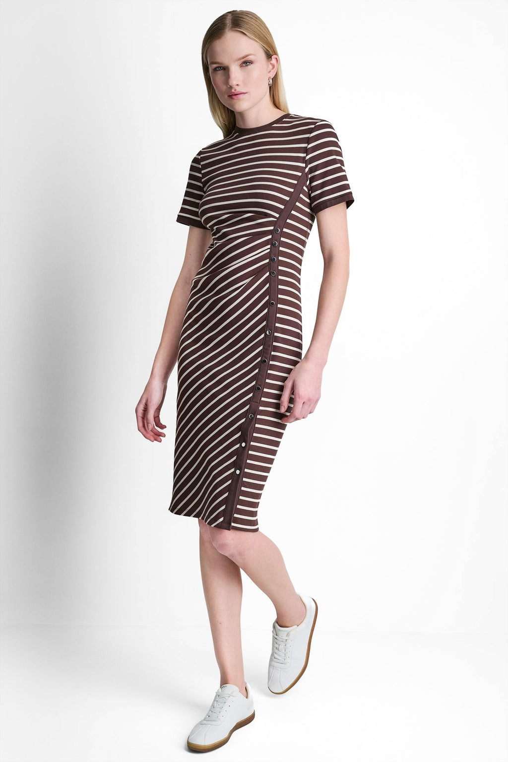 STRIPE MIDI SHEATH DRESS