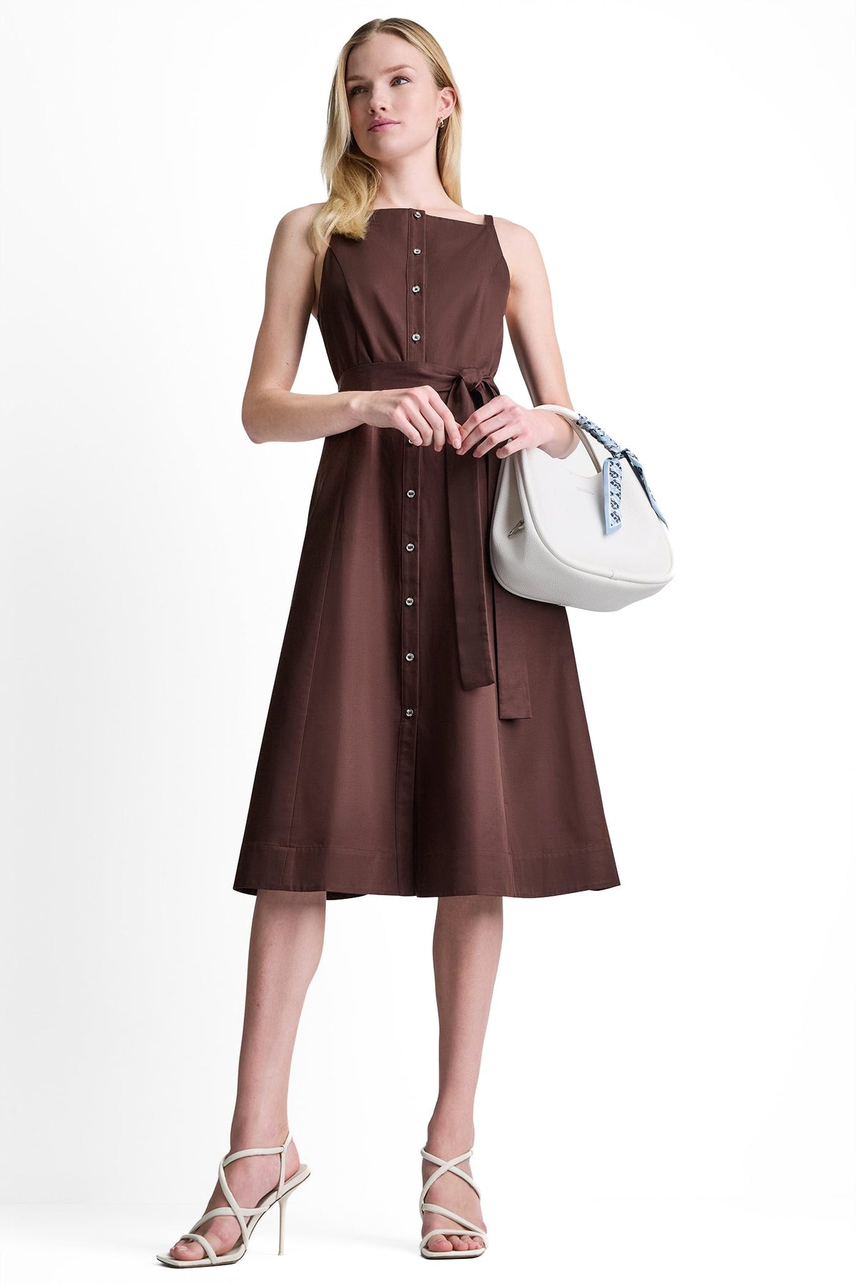 SLEEVELESS MIDI FIT & FLARE DRESS