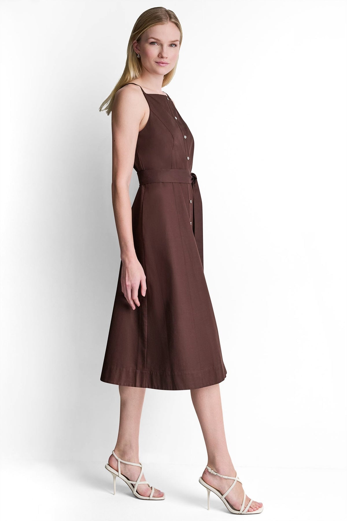 SLEEVELESS MIDI FIT & FLARE DRESS