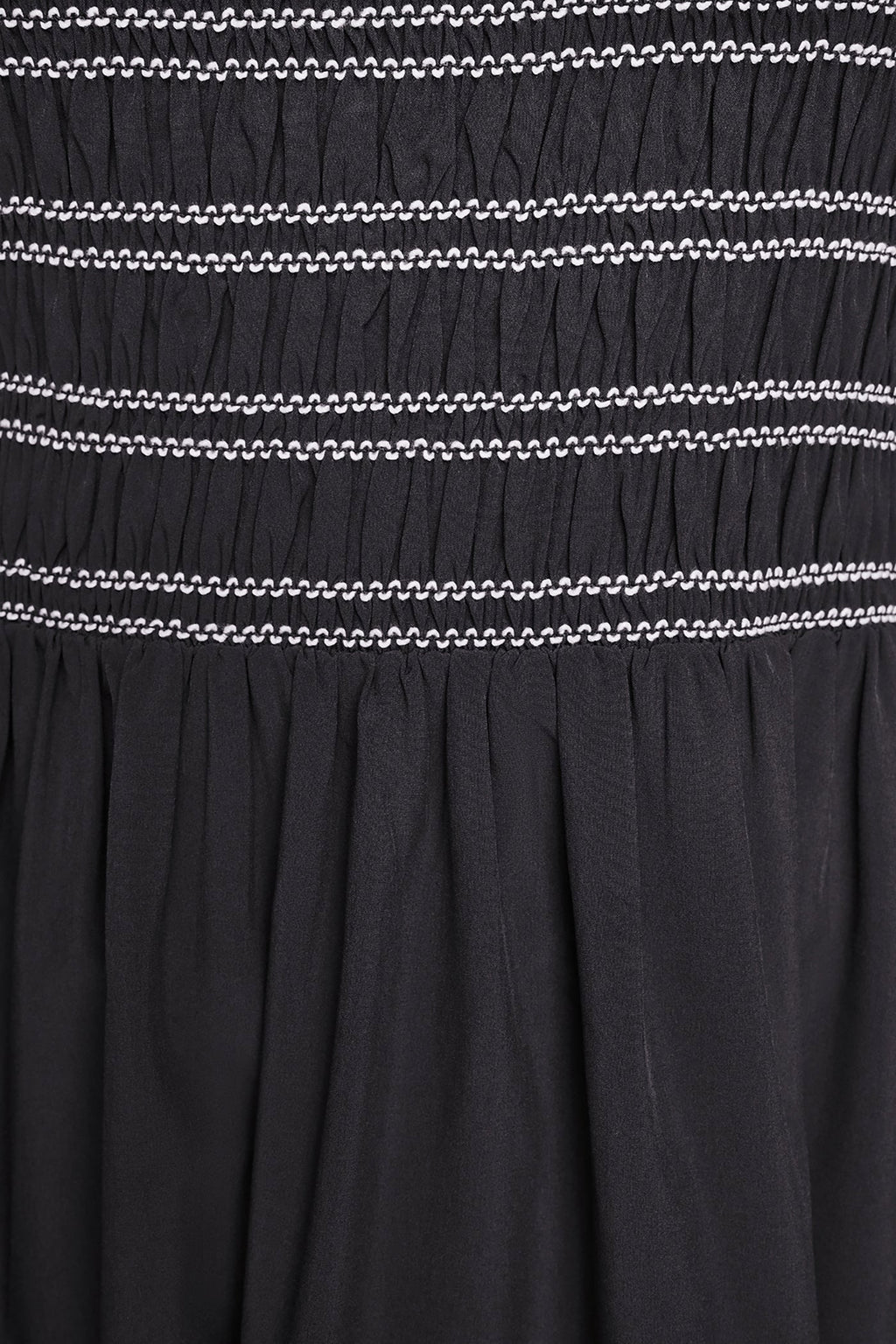 SLEEVELESS SMOCKED MIDI A-LINE DRESS
