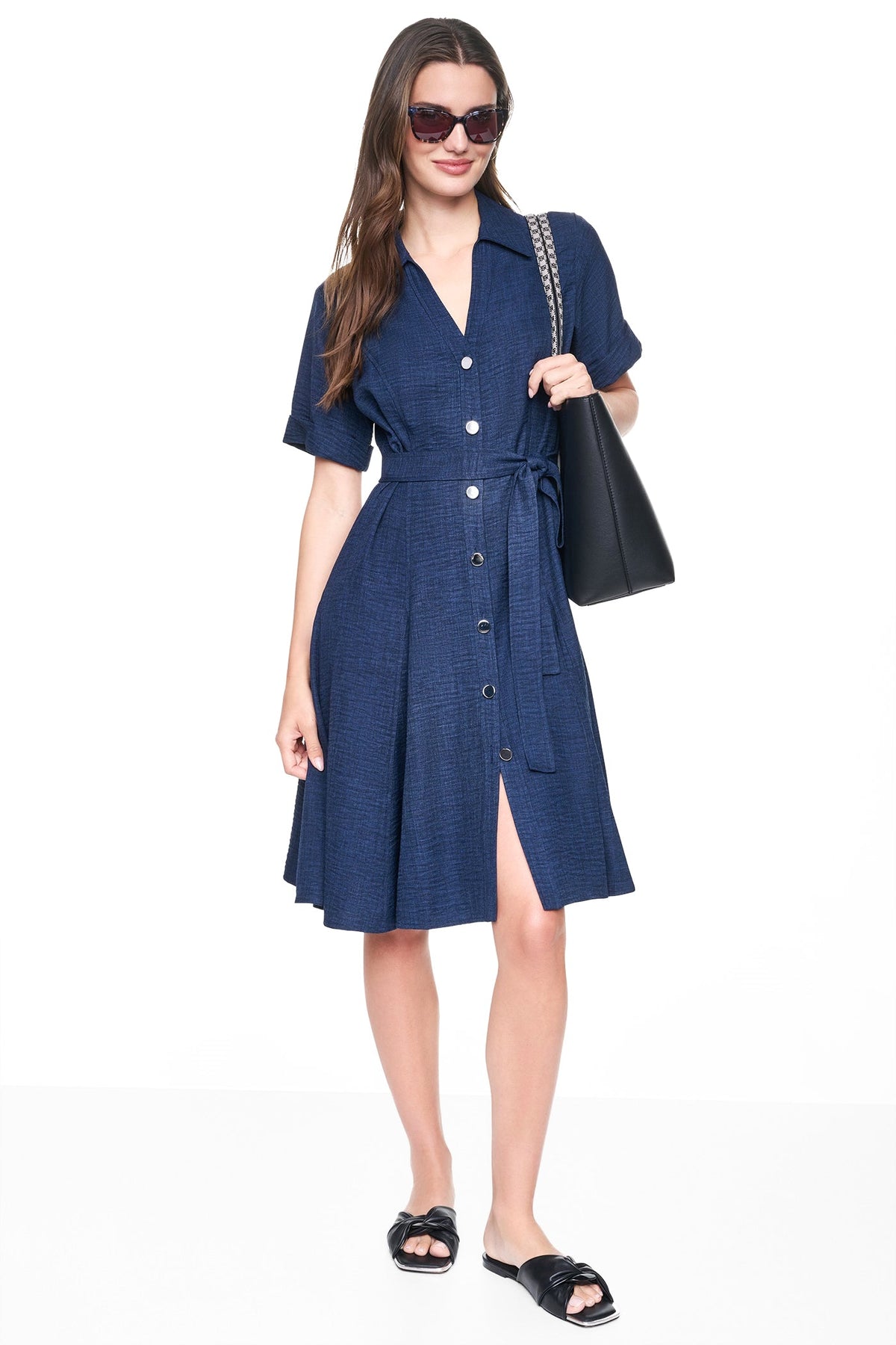 MIDI A-LINE SHIRT DRESS