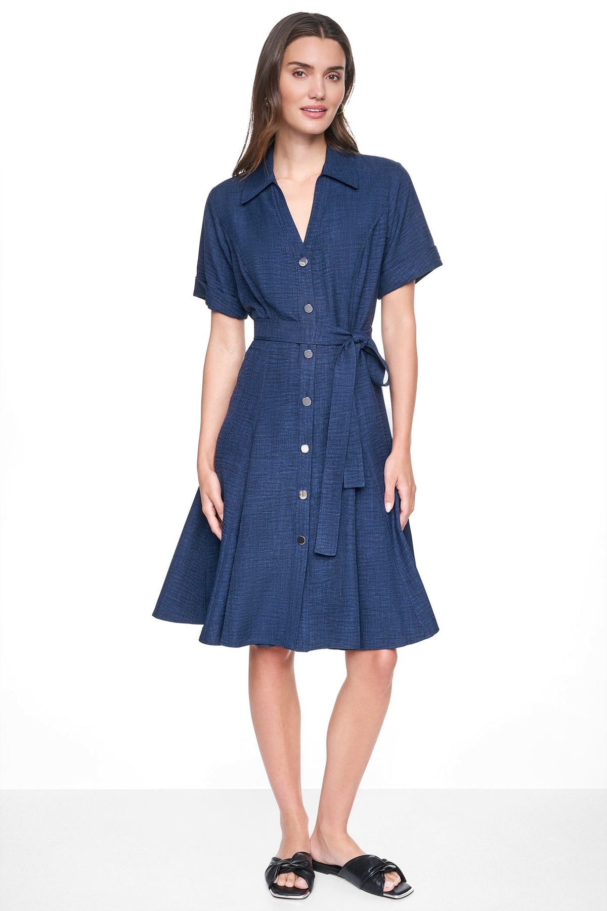 MIDI A-LINE SHIRT DRESS