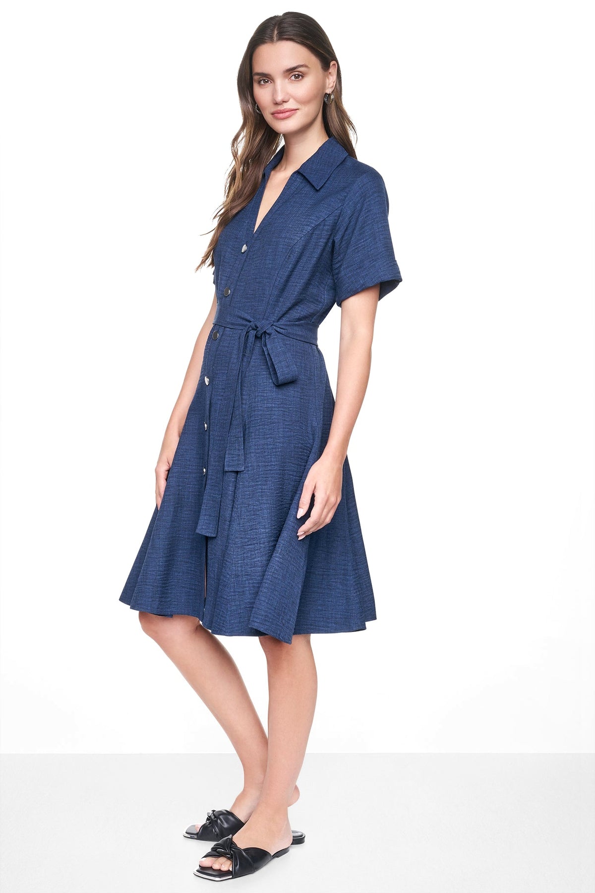 MIDI A-LINE SHIRT DRESS