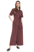 SHORT SLEEVE WIDE-LEG JUMPSUIT