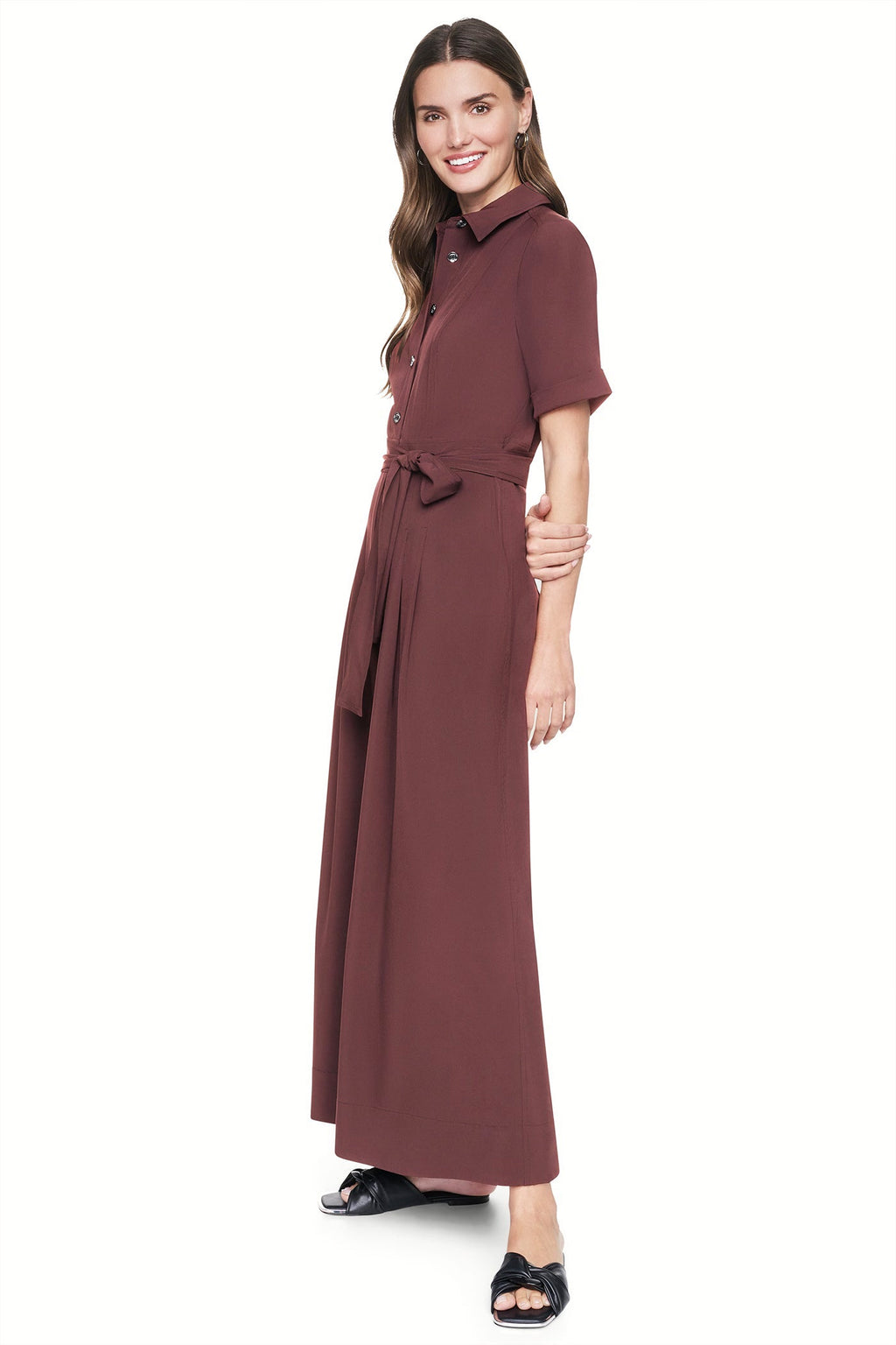 SHORT SLEEVE WIDE-LEG JUMPSUIT