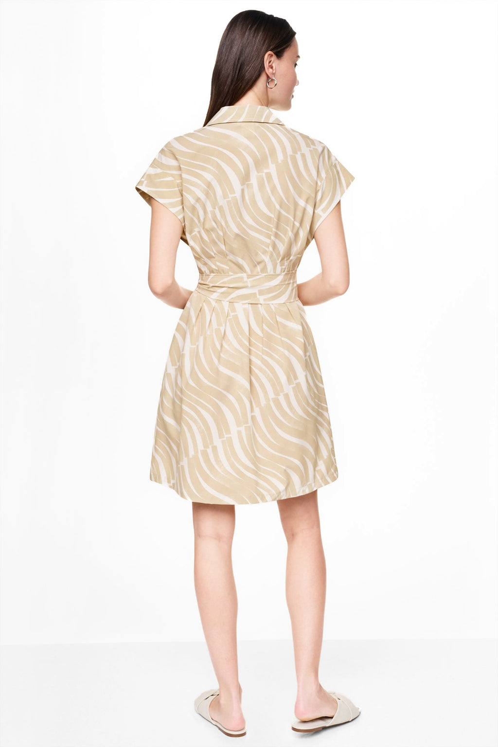 CAP SLEEVE MINI COMMUTER SHIRT DRESS