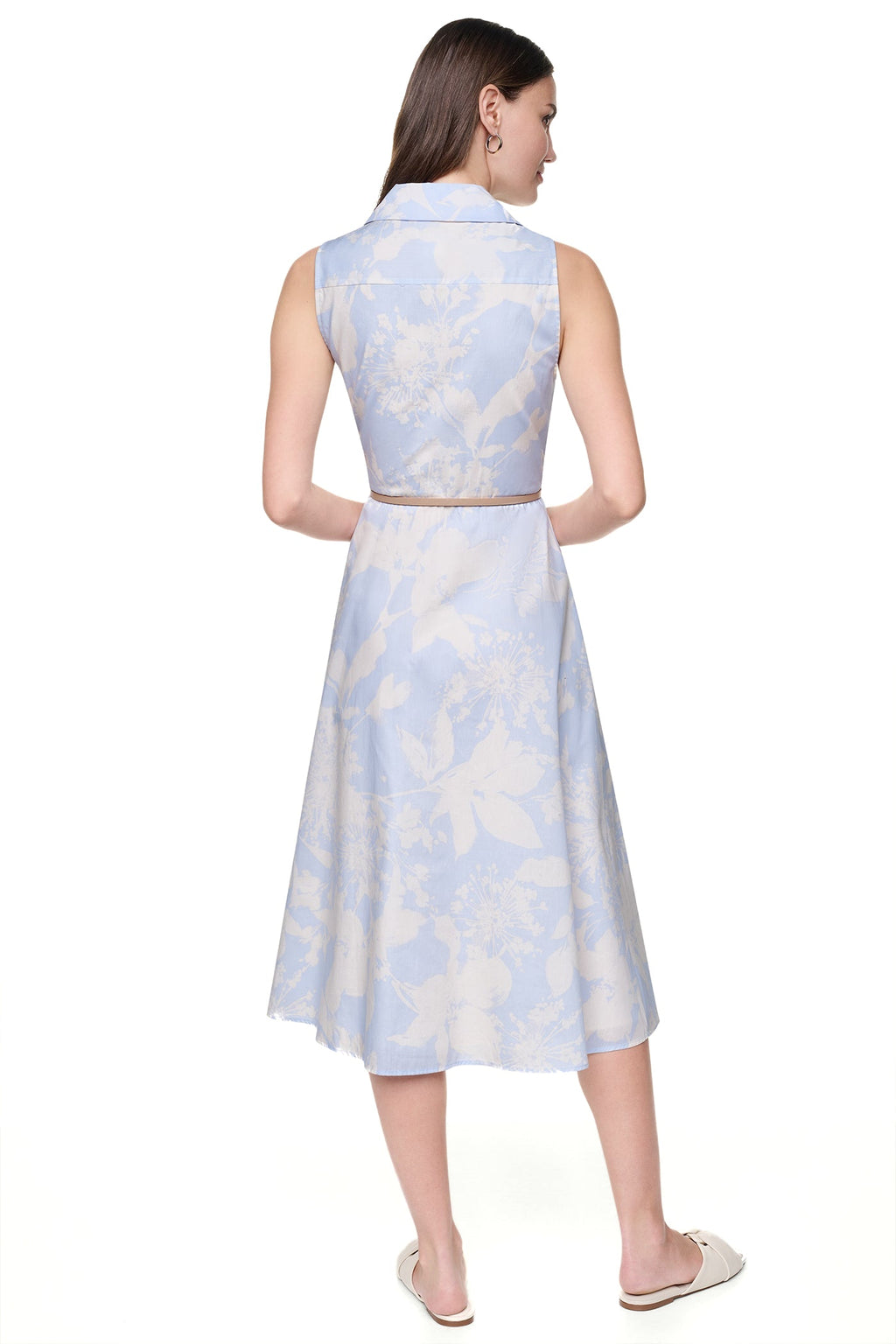SLEEVELESS WRAP-EFFECT MIDI SHIRT DRESS