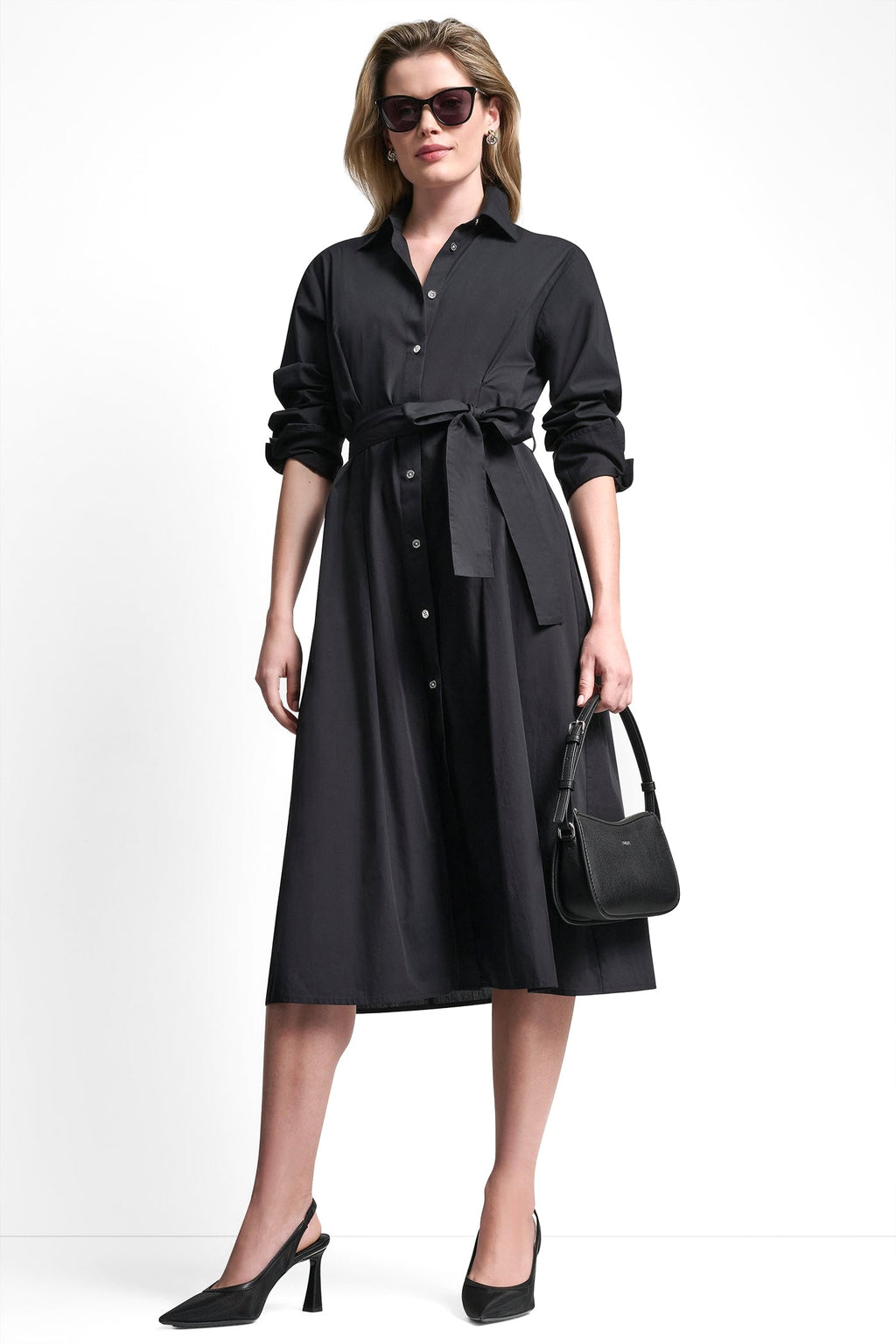BUTTON DOWN MIDI SHIRT DRESS