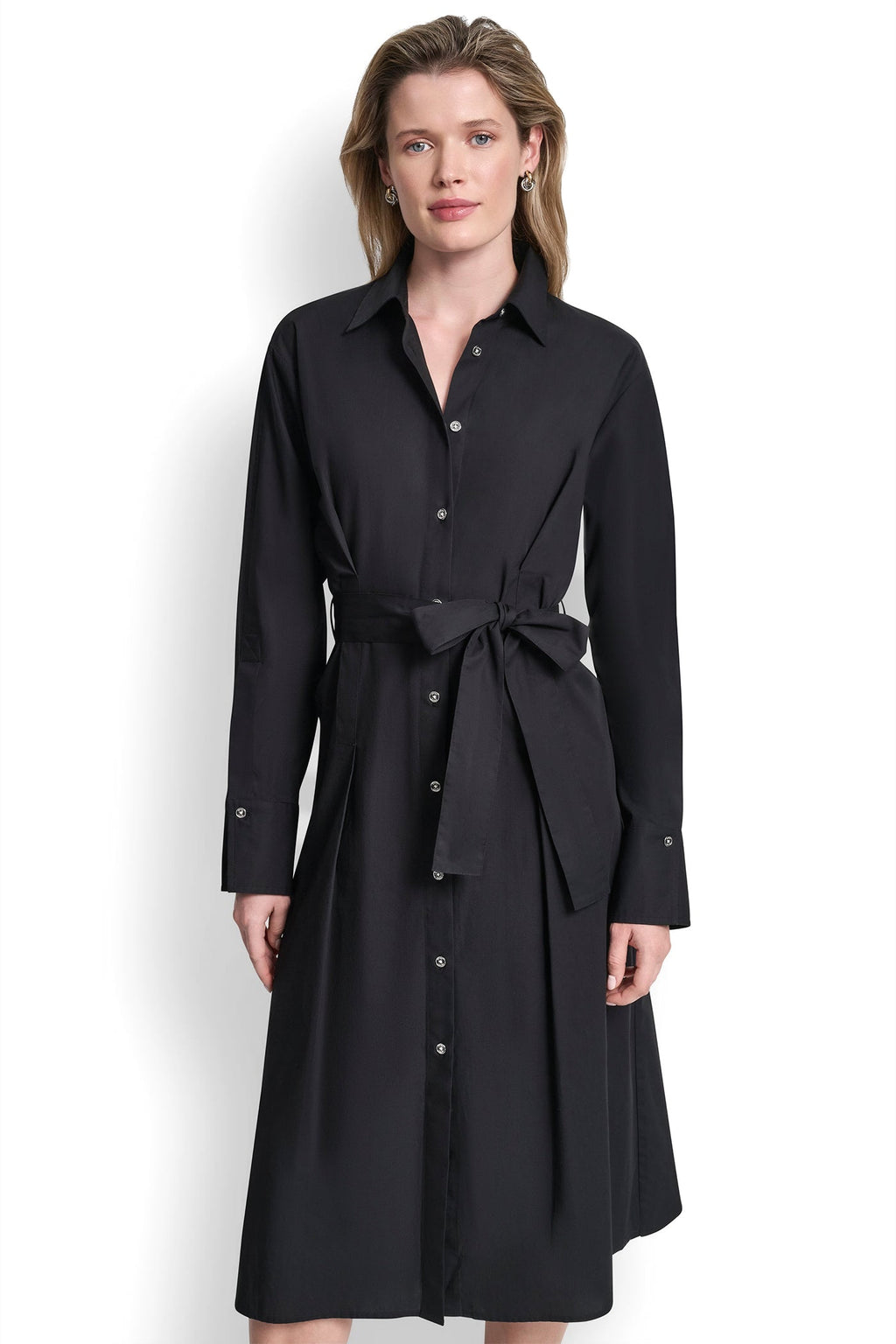 BUTTON DOWN MIDI SHIRT DRESS