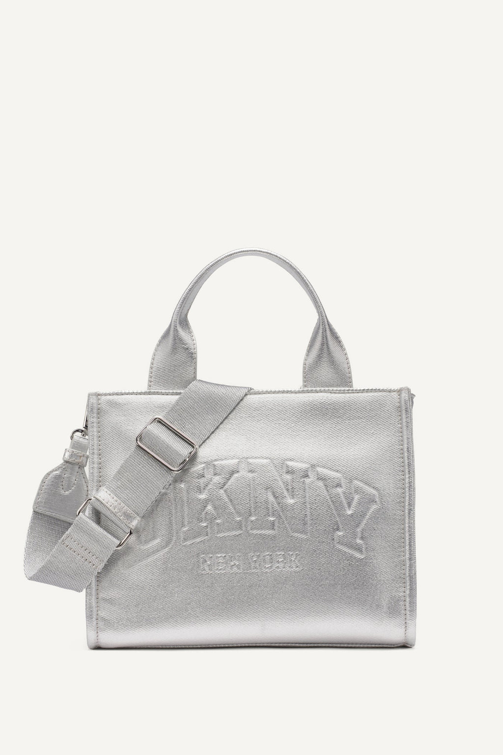 HADLEE SMALL METALLIC LOGO-EMBOSSED TOTE