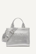 HADLEE SMALL METALLIC LOGO-EMBOSSED TOTE