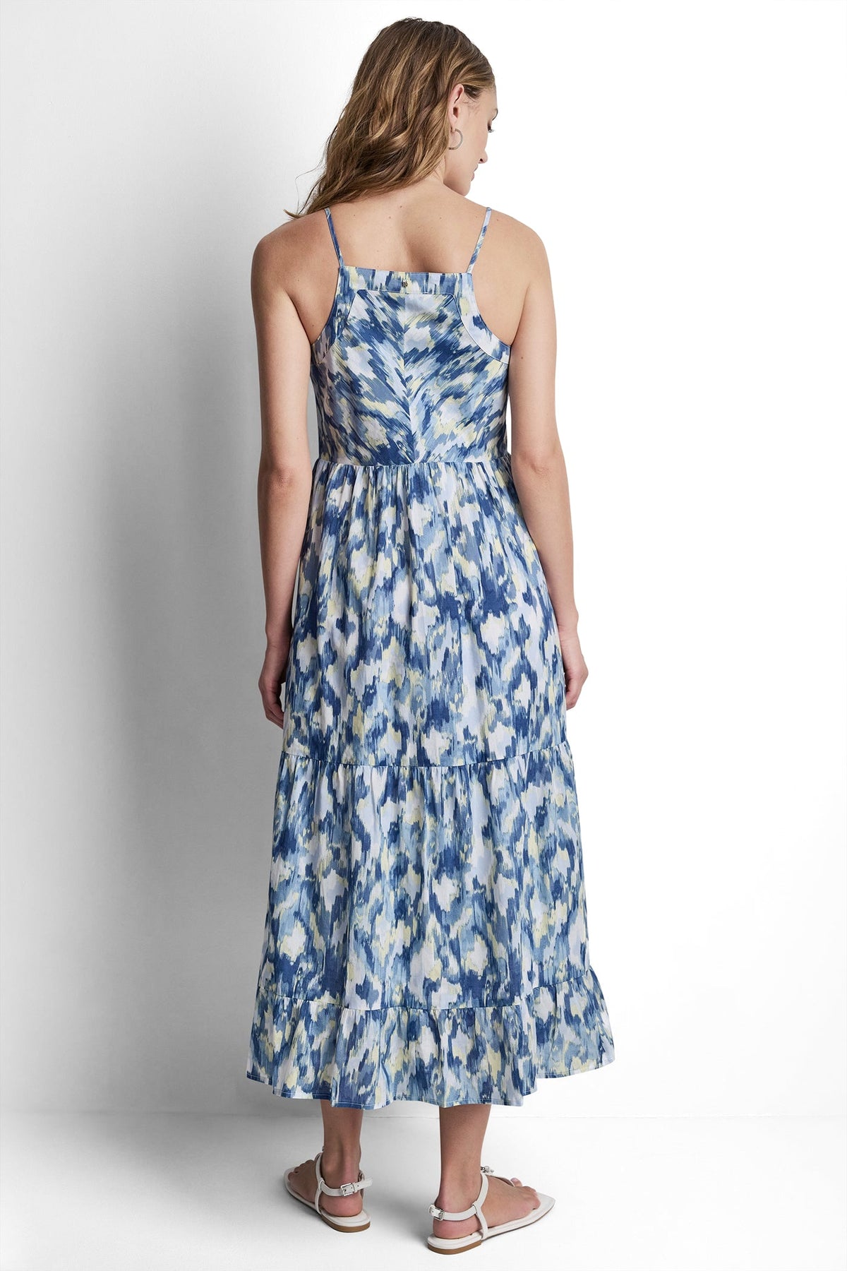 PRINTED TIERED MIDI TANK DRESS