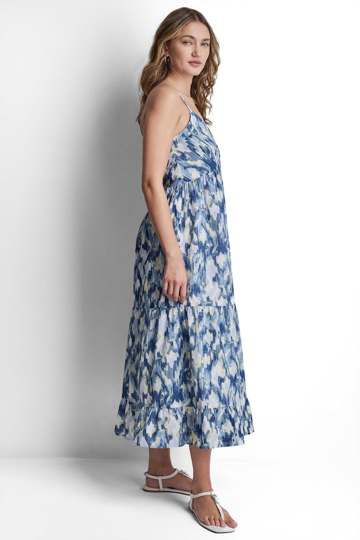 PRINTED TIERED MIDI TANK DRESS