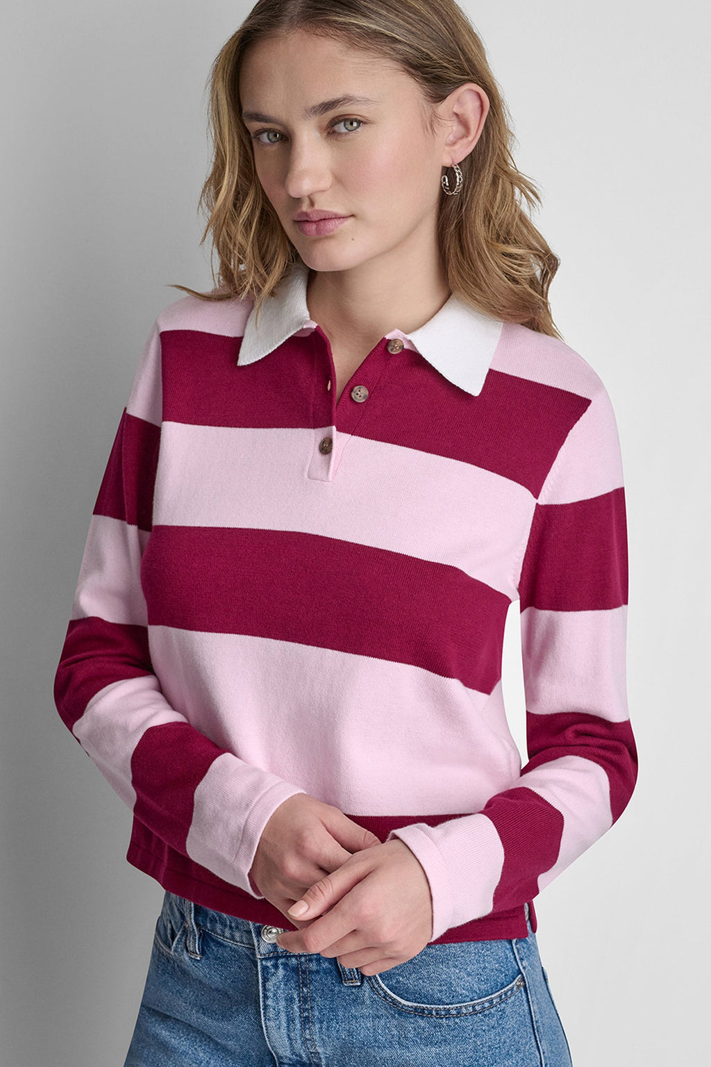 LONG SLEEVE STRIPE POLO