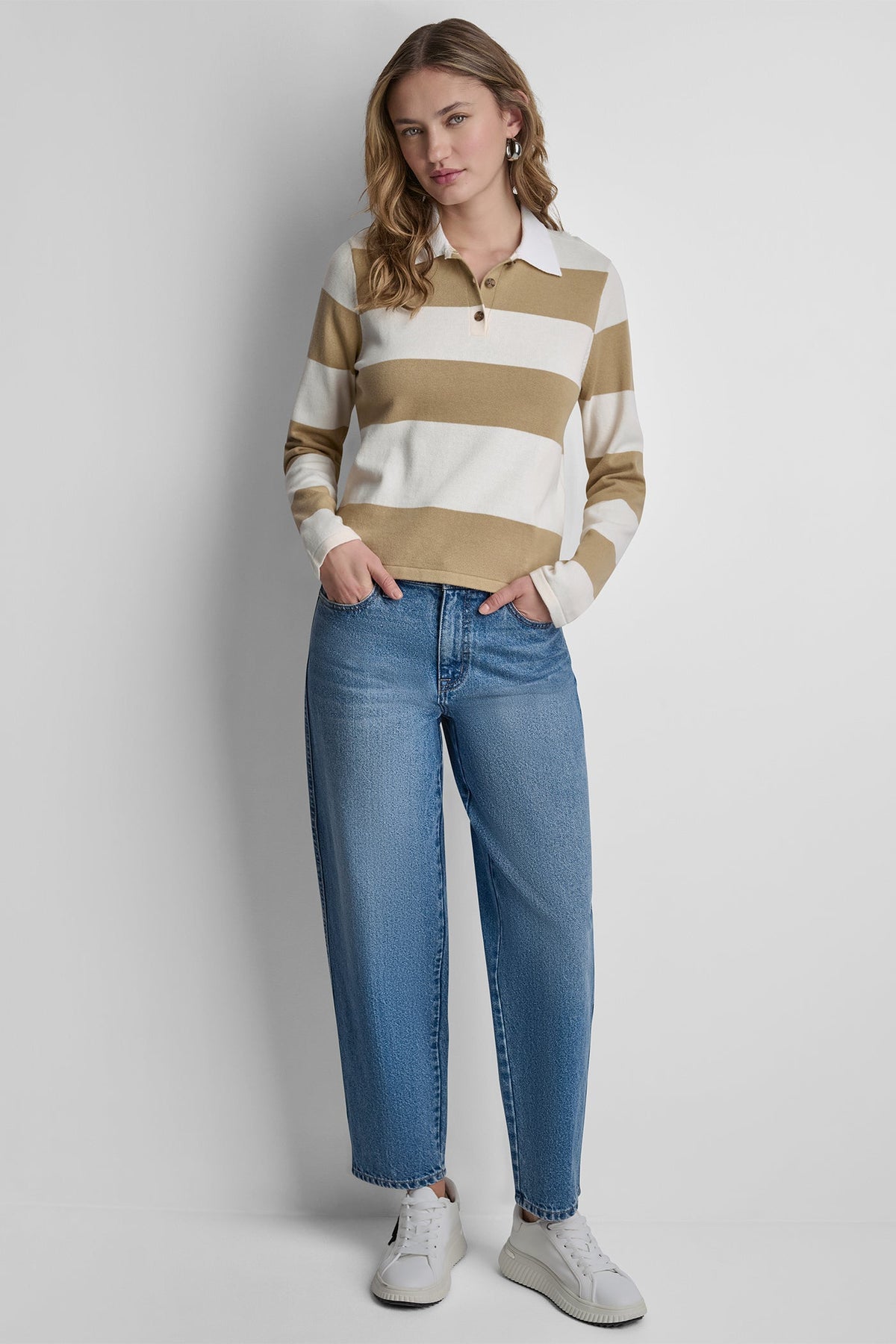 LONG SLEEVE STRIPE POLO
