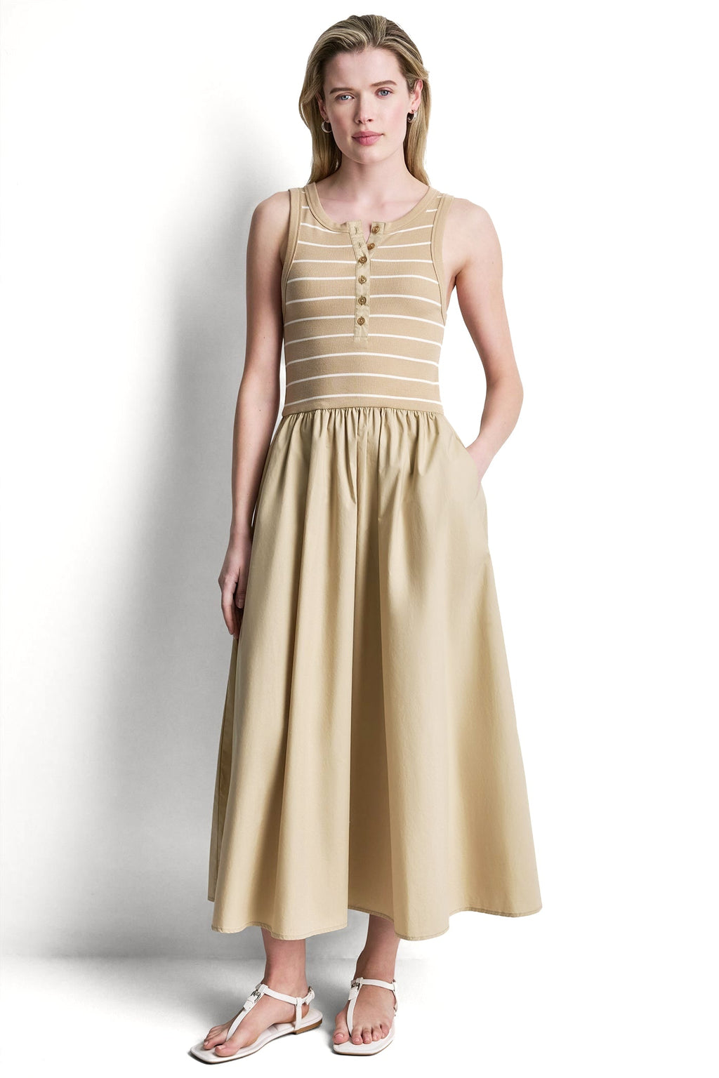 RIB HENLEY TANK MAXI DRESS