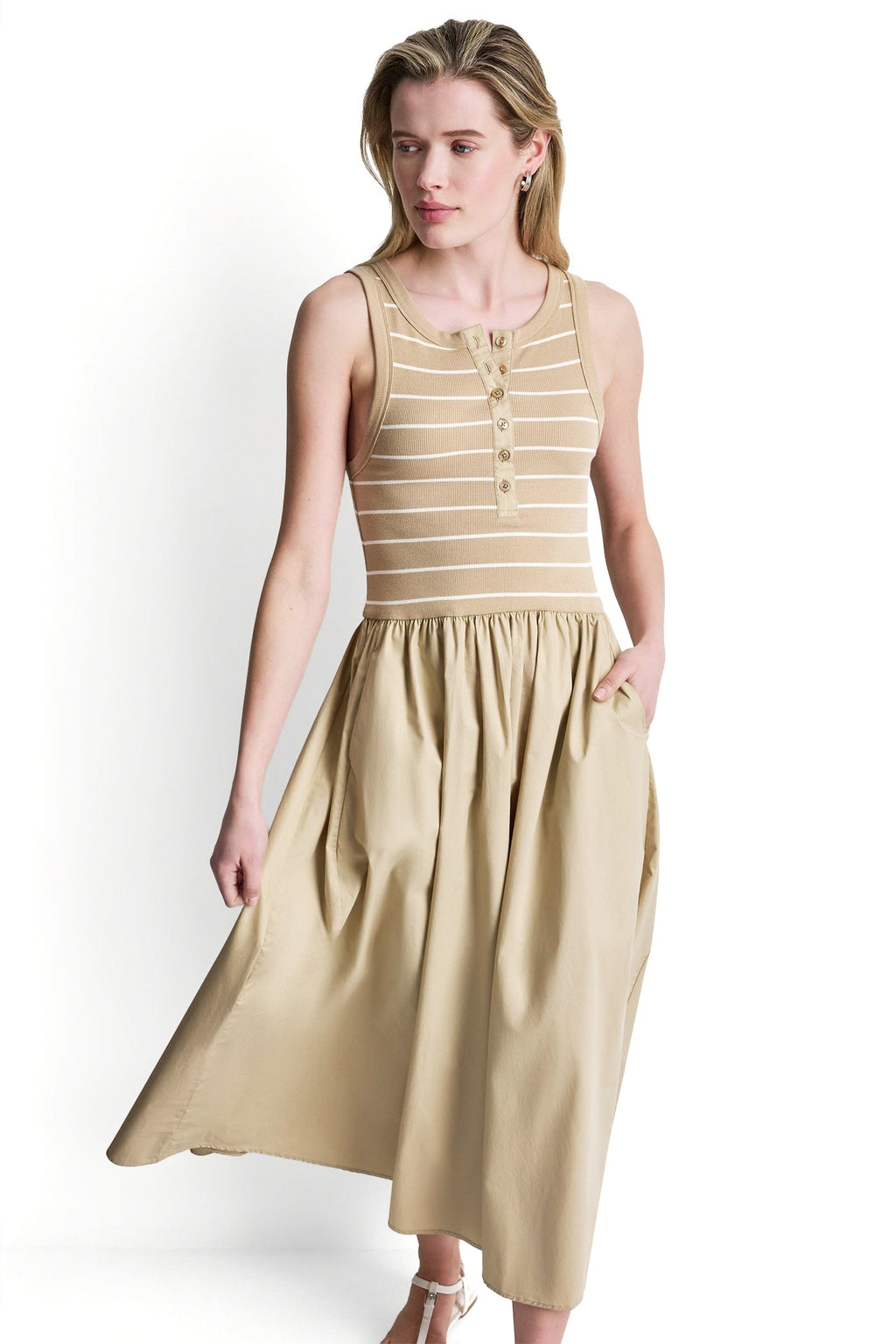 RIB HENLEY TANK MAXI DRESS
