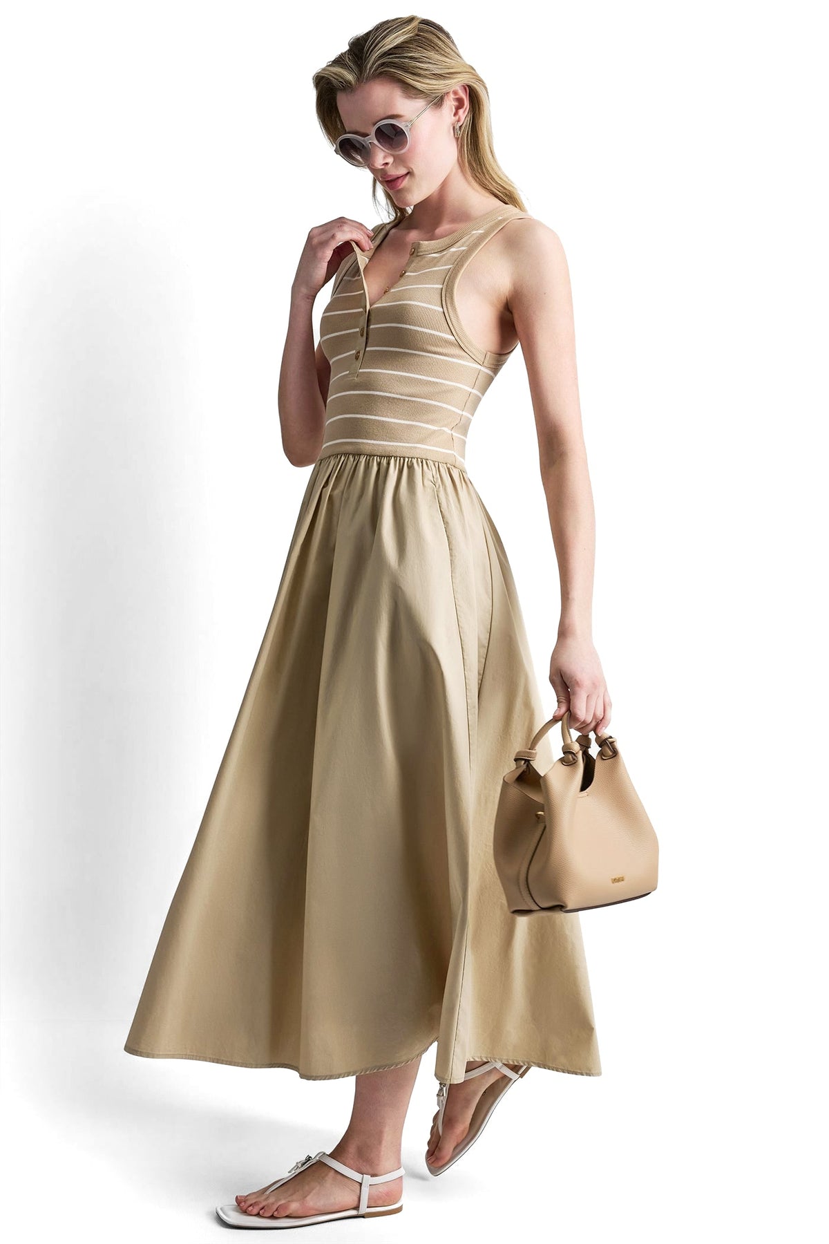 RIB HENLEY TANK MAXI DRESS