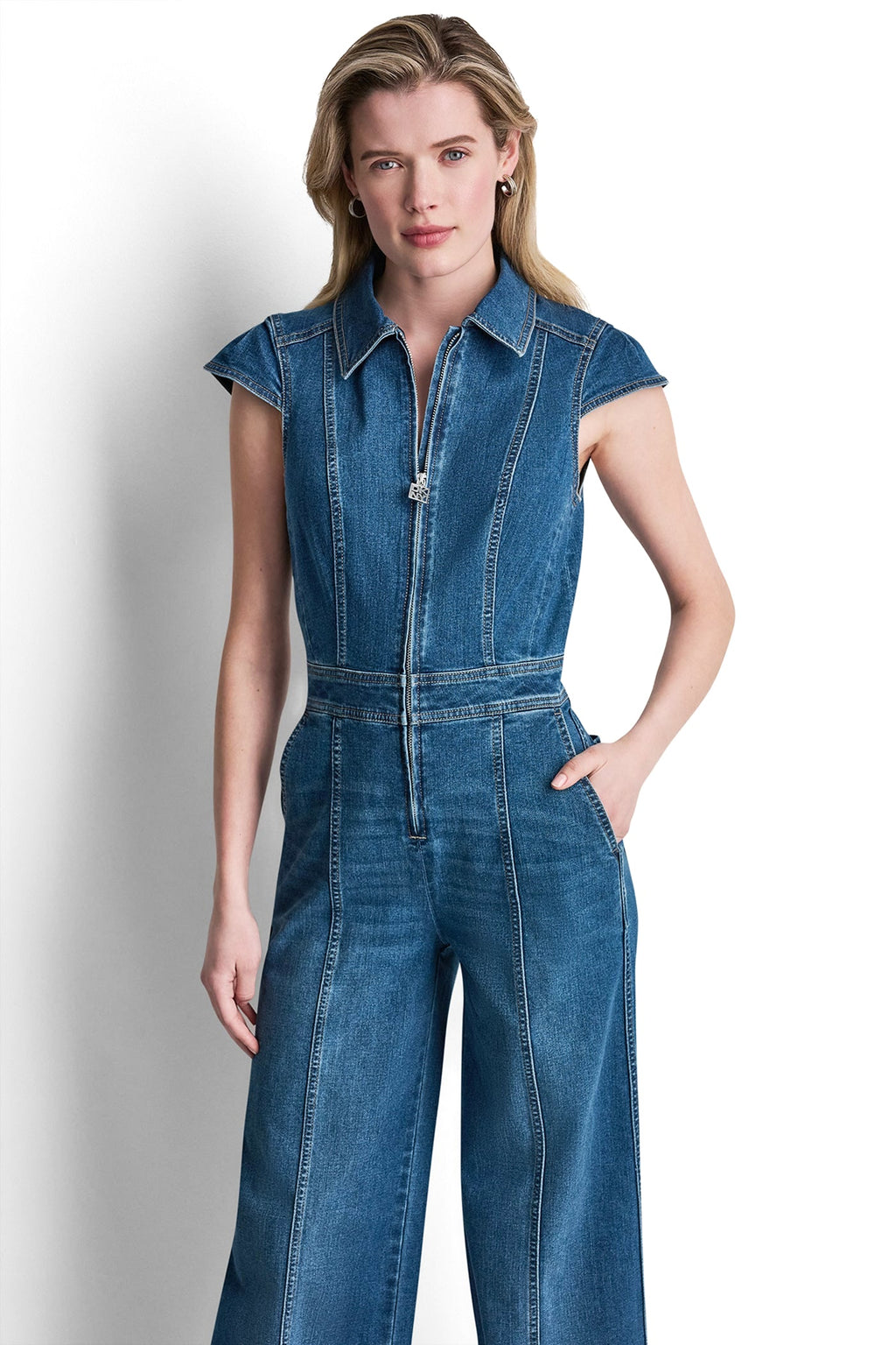 DENIM WIDE-LEG JUMPSUIT