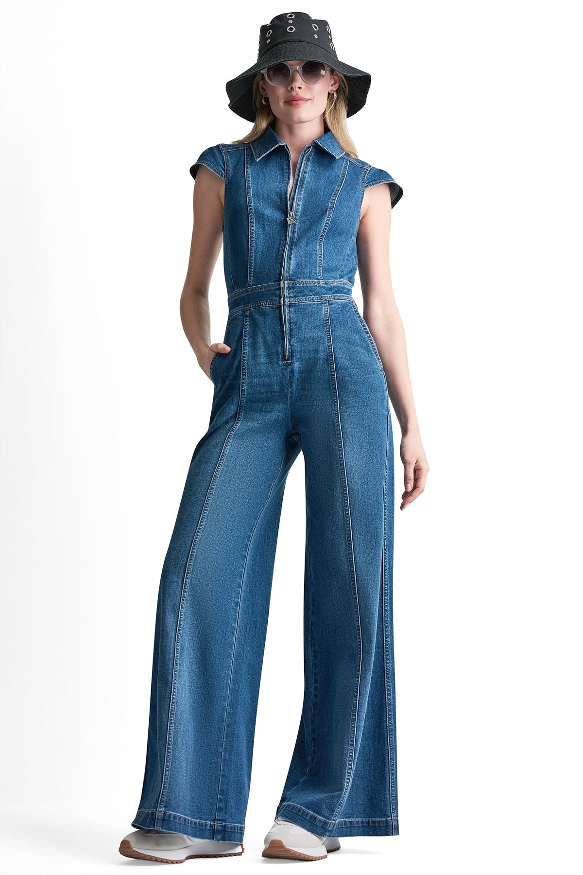 DENIM WIDE-LEG JUMPSUIT