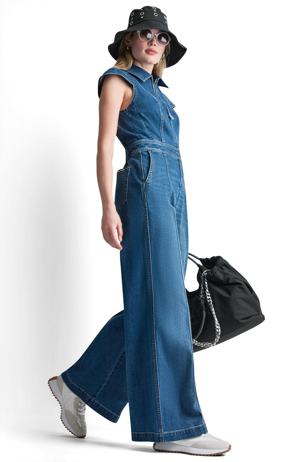 DENIM WIDE-LEG JUMPSUIT