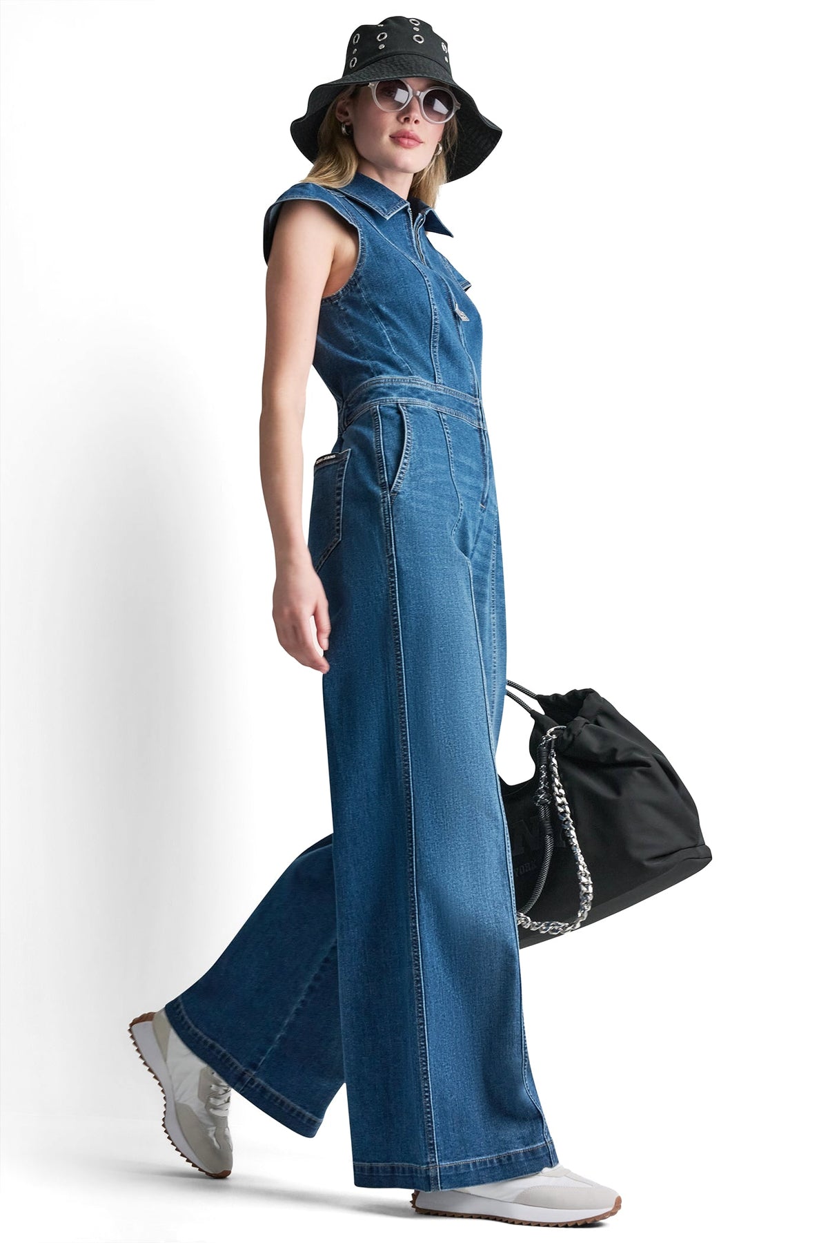 DENIM WIDE-LEG JUMPSUIT