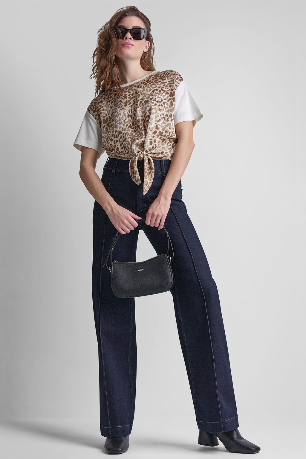 HIGH-RISE PINTUCKED WIDE-LEG JEAN
