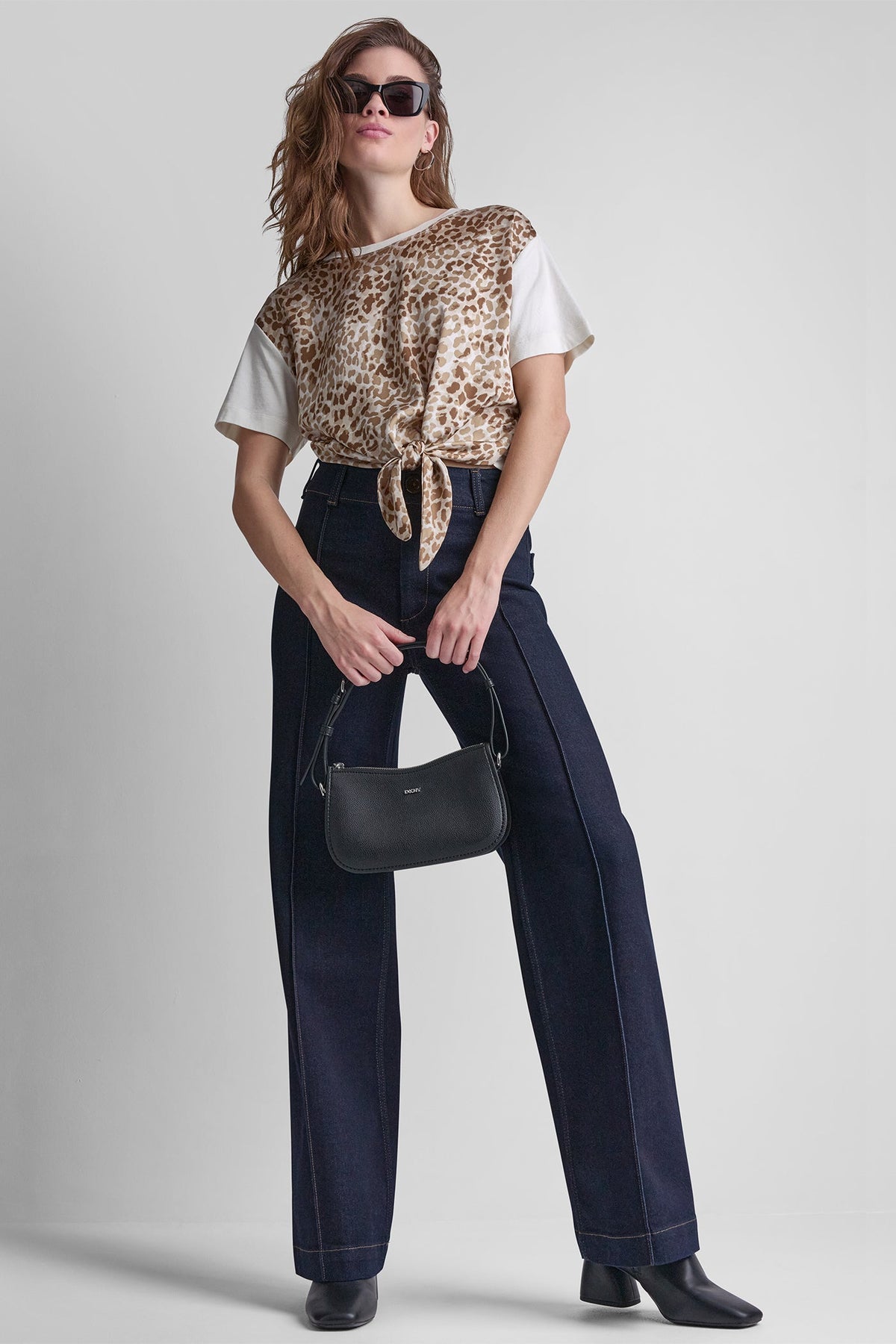 HIGH-RISE PINTUCKED WIDE-LEG JEAN